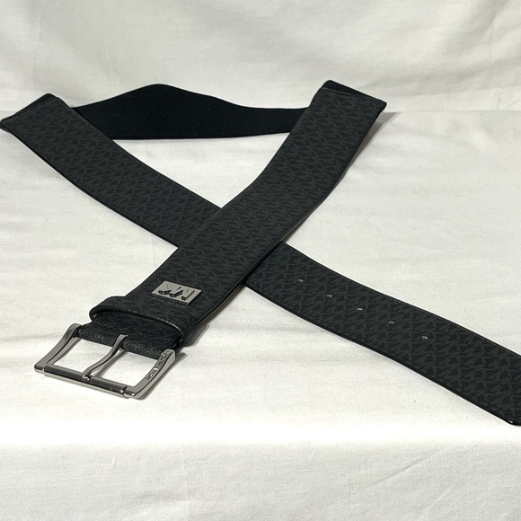 MICHAEL KORS Signature Wide Elastic Belt Black Gray Logo Brand main image 10